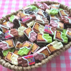 【400-う】100個 デコパーツ ミニチュア 板チョコ ミックス まとめ売り