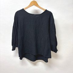 ビアズリー バックフリンジ 刺繍 リネン プルオーバーブラウス グレー 