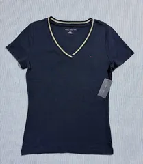 TOMMY HILFIGER トミーヒルフィガーTシャツ Mサイズ 紺色 ネイビー レディース Vネック 新品未使用 正規品