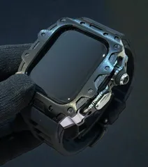 black　別注強化型ブラックバックルモデル　アップルウォッチケース　カスタム　カバー　保護　46　　アップルウォッチ　series10　series11  ラバーバンド　ベルト