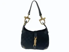 極美品 GUCCI グッチ ニュージャッキー ワンショルダーバッグ 120885 214397 GGキャンバス レザー ブラック ゴールド金具 中古 4b007618