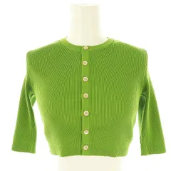 オーラリー AURALEE GIZA HIGH GAUGE RIB KNIT SHORT CARDIGAN カーディガン リブニット 0 グリーン A24SC04HR /DF ■OS