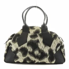 ヴィヴィアンウエストウッド Vivienne Westwood ハンドバッグ ボストンバッグ ショルダーバッグ レオパード ヒョウ柄 キャンバス レザー 白 ホワイト 黒 ブラック /MQ ■GY18
