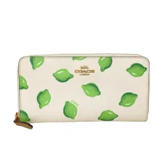 COACH(コーチ) 長財布 アコーディオン ジップ アラウンド 3112 白×ライトグリーン レザー