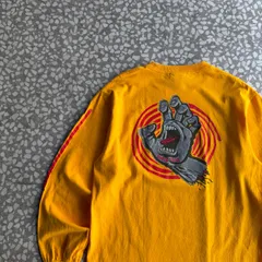NHS / 90’s - SANTA CRUZ ls T-shirt サンタクルーズ　バックプリントTシャツ　マスタード　当時もの　横ノリ　ストリート　スクリーミングハンド　袖ライン　ヒッピー
