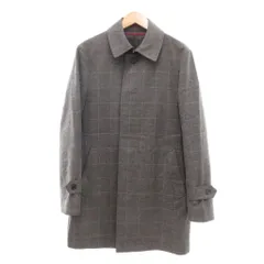 バーニーズニューヨーク BARNEYS NEW YORK ステンカラーコート カシミヤ混 中綿ライナー付き グラフチェック 48 グレー /UOのサムネイル