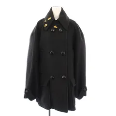 イザベル マラン エトワール ISABEL MARANT ETOILE ステンカラーコート アウター ダブル ミドル丈 ピンバッチ 装飾 ウール モヘヤ混 アルパカ混 40 黒 ブラック /BBのサムネイル