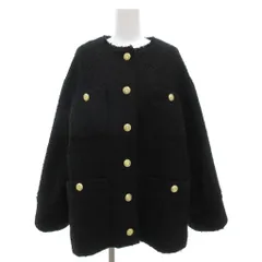ラウンジドレス ガリャルダガランテ Loungedress GALLARDAGALANTE 21AW ノーカラーツイードジャケット 金ボタン F 黒 ブラック LDZ1012407A0001 /GV
