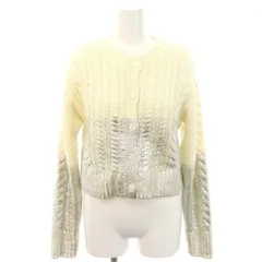 マウジー MOUSSY 23AW FOIL PRINT CABLE カーディガン ニット 長袖 F 白 シルバー色 ホワイト /HK ■OS ■SH