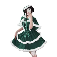 クリスマスお姫様 ドレス セット レディース 冬 パーティードレス ふんわりシルエット プリンセス 大人 可愛い グリーン
