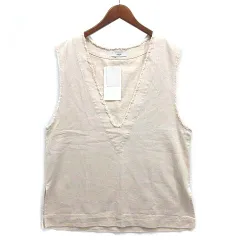 ディスコート Discoat USコットン フリンジ 深V ベスト プルオーバー アイボリー F DCZ1021204A0003