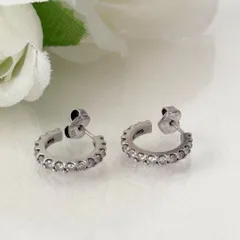 040【スタージュエリー】シルバー　カラーストーン　フープピアス