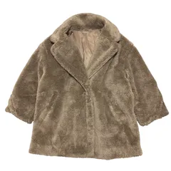 Z1564【美品】 Mila Owen ミラオーウェン ビッグカラーミドル丈ボアコート ベージュ レディース サイズ0 Sサイズ相当