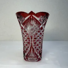 江戸切子　花器　南端久司　伝統工芸品　新品未使用 Yahoo!オークション - 伝統工芸 江戸切子 南端久司作 二色被せ 切子ガ