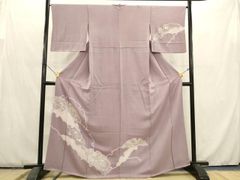 平和屋本店□極上 本場大島紬 訪問着 白大島 9マルキ 立波飛鶴文 逸品