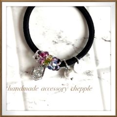 ハーフ シュシュ☆ビーズ ヘアゴム☆ハンドメイド ショートバージョン