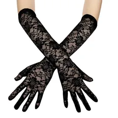 【新品】 [LONTG] グローブ UVカット レディース手袋 レース 花柄刺繍 ウェディンググローブ 結婚式 披露宴 二次会 パーティー 撮影用 発表会 フォーマル ドレス手袋 おしゃれ 花嫁用品 アウトドア 紫外線対策 日焼け止め アクセサリー ブラッ 0