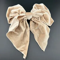 【新品】定価1760円　ヘアアクセサリー バレッタ ブラウン リボン 大きめ◆