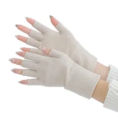 【新品】 [fivebear] [ファイブベア] ハンドウォーマー オーガニックコットン 手袋 指なし おやすみ手袋 綿 日本製 レディース fb40052 (グレージュ) 0