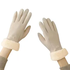 【新品】 [PALAME] 手袋 レディース 防寒 グローブ 【指先まで暖かい・ふわふわ裏起毛・タッチパネル対応】 ファー手袋 バイクグローブ 保温 防風 暖かい 柔らかい 五本指 スマホ対応 自転車 通勤 通学 アウトドア プレゼント (コーヒー) 1