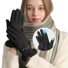 【新品】 [ARZER] 手袋 レディース グローブ 裏起毛 スエード 保温 防寒 通学 通勤 保温性 五本指 スエード 冬 秋 かわいい クリスマス 誕生日 暖かい ギフト プレゼント 0