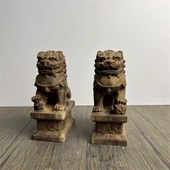 木彫り 獅子 根付 2点 座銘 吉川 - メルカリ