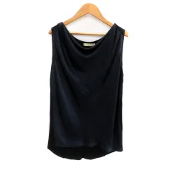 デプレ DES PRES トゥモローランド ブラウス カットソー ドレープネック ノースリーブ 切替 1 S 紺 ネイビー 黒 ブラック /HO28