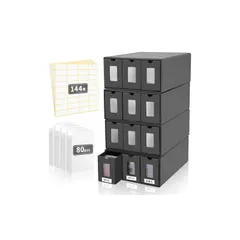 おもちゃの神様 ３列ディスプレイ ストレージボックス トレーディングカードケース (2790枚以上収納可能 セパレーター 20個 ＆ シール36枚付属) カードストレージ ディススト ディストレ (窓あり, 4, セット) 1