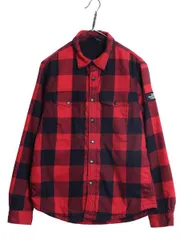 【お得なクーポン配布中!】 ノースフェイス ブロック チェック フランネル シャツ ジャケット メンズ M 古着 裏 ボア パイル フリース ライナー付き ブルゾン ツートン