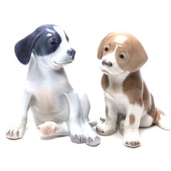 犬　ビーグル　ミニチュアダックス　陶器　置物　犬　オブジェ　ドイツ　ヴィンテージ 犬 ビーグル ミニチュアダックス 陶器 置物 犬 オブジェ ドイツ