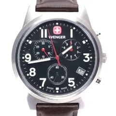 【美品・電池交換済】WENGER ウェンガー／フィールドクロノグラフ 7295X/XL／クォーツ／ステンレス／ブラック・シルバー・ブラウンのサムネイル