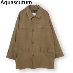 【希少】アクアスキュータム ミリタリー ステンカラーコート ブラウン 大きめ Ｌサイズ ロングコート Aquascutum メンズ