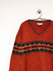 【Eddie Bauer】USA製 90s Vネックウールニットセーター M エディーバウアー ヴィンテージ 古着