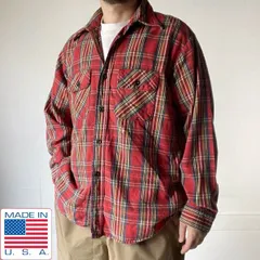 70s-80s USA製 FIVE BROTHER ネルシャツ XL 赤ベース 長袖シャツ ファイブブラザー アメリカ製 70年代 80年代 ビンテージ D149-14-0003ZVW