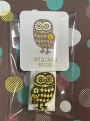 消しゴムはんこ　お花模様フクロウ