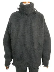 【MONCLER/モンクレール/GENIUS/ジーニアス/1952/CICLISTA TRICOT/シクリスタ/ダメージ加工アルパカ混ニットセーター/ビッグシルエット/ニット/タートルネック/レディース/2020-2021AW/秋冬/999/ブラック/黒/サイ