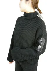 【MONCLER/モンクレール/COLLO ALTO TRICOT/ロゴ付きポケット タートルネックニットセーター/ウールセーター/ハイネック/リブ編み/レディース/2022-2023AW/秋冬/999/ブラック/黒/BLACK/サイズXS/S/M/L/093