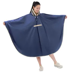 [L.] レインポンチョ ネイビー　Lサイズ　シンプルデザイン【しっかり生地で飽きのこないデザイン】 レインコート レインスーツ 長い お洒落 かわいい 収納袋つき 撥水　s9151