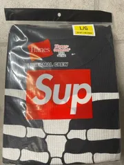 2023AW/Supreme/Hanes Bones Thermal Crew (1 Pack) Black/シュプリーム ヘインズ ボーンズ サーマル クルー 1パック /ブラック/スカル/カットソー/長袖Tシャツ/ロンT/LS TEE/ガイコツプリント/サ