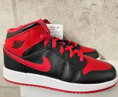 【NIKE AIR JORDAN 1 MID GSナイキ エアジョーダン1ミッド/JORDAN1 AJ1 赤x黒/black/fire red/white DQ8423 060/BRED/スニーカー/シューズ/ボーイズサイズ/キッズサイズ/レディース】【サイズ
