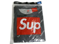 2020AW/Supreme/シュプリーム/Hanes Thermal Crew/ヘインズサーマルクルーネック 1pack/一枚/総柄/ロンTEE/LS/長袖Tシャツ/スウェット/20AW/20FW/FW20/2020FW/秋冬/Black Logos/ブラッ