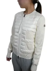 【MONCLER/モンクレール/CARDIGAN TRICOT/ニットダウンカーディガン/ニットダウンジャケット/ライトダウンジャケット/ニット切替ダウン/ニットセーター/ダウンセーター/レディース/2022SS/春夏/034/クリームxホワイト/白