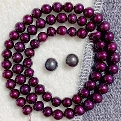 淡水ぱ 濃密♡♡しっかり染まった濃いめのパープル！セミラウンド！1連 37.5cmくらい！