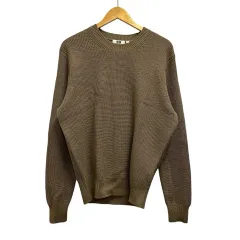 ユニクロ UNIQLO ニット セーター 長袖 クルーネック 無地 ウール混 351-432746 XL 茶 ブラウン