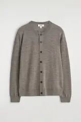 COS グレー クルーネックカーディガン WOOL CREW-NECK CARDIGAN ウールクルーネックカーディガン｜COS