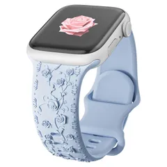 バンド 40mm 44mm アップルウォッチ 41mm 38mm 45mm 42mm 49mm レディース 女性、シリコン製交換ベルト バラ花柄彫刻入りバンド コンパチブル アップルウォッチ9 バンド 8 7 コンパチブル 6 5 4 3に対応、コンパチブル