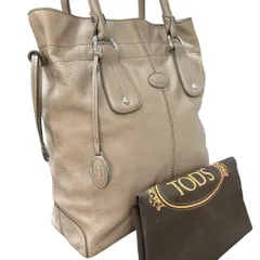 美品 TOD'S トッズ レザー トートバッグ ハンドバッグ A4サイズ対応 ロゴ シボ革 肩掛け 肩掛け 保存袋付き メンズ レディース