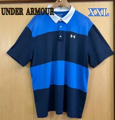 UNDER ARMOUR  アンダーアーマー 半袖　ポロシャツ XXL  ゴルフ 半袖 ネイビーブルー　ボーダー柄
