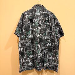 【良デザイン】ヴィンテージ 昭和レトロ マルチカラー アート柄 半袖レトロシャツ WESTSEA（ウエストシー） シャツ 総柄 オープンカラーシャツ レトロ
