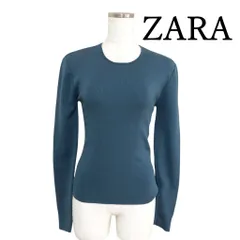 ZARA ザラ レディース ニット セーター 長袖 無地 ブルーグリーン 青緑 S 小さいサイズ 美品 上品 きれいめ シンプル おしゃれ 秋冬 トップス